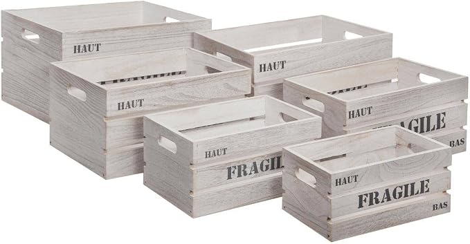 Set of 6 Wooden crates by Unknown