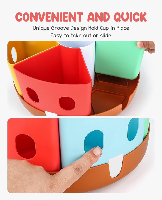 GAMENOTE Assorted Colors Plastic Pencil Case Box 6pcs Rotating Art Supply Organizer Office School Supplies for Kids Desk Organizers - Image 8