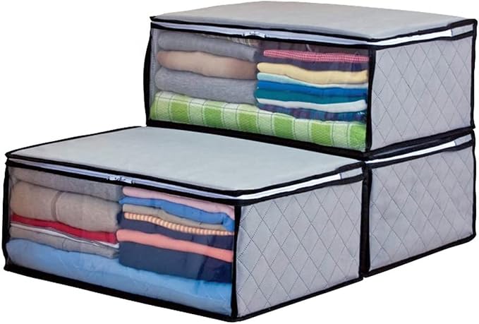 ASTRO Activated Carbon Clothing Organizer Bags, Breathable Material, 3pc, Grey 171-01 by ASTROSTORAGE
