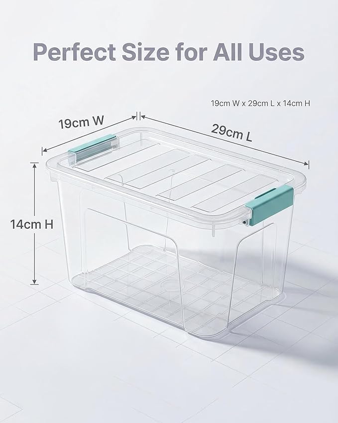 Storage Bins with Lids 6 Pack Clear Storage Containers, 7 Quart Stackable Plastic Containers with Secure Black Buckle Latch, Durable Storage Box Organizer for Pantry, Closet, Office & Classroom - Image 2
