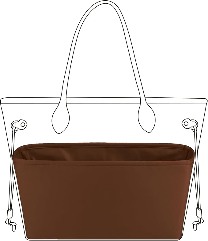 DGAZ Purse Organizer Insert Fits Neverfull-Mini/PM/MM/GM Bags，Silk Bag Organizer，Luxury Handbag & Tote Shaper（GM, Gold） | Soft and Lightweight,Perfect Fit,Multi-pocket Storage,Bag Protector,Luxury Bag Care,Handmade,for Smooth Bag Organizer by DGAZ