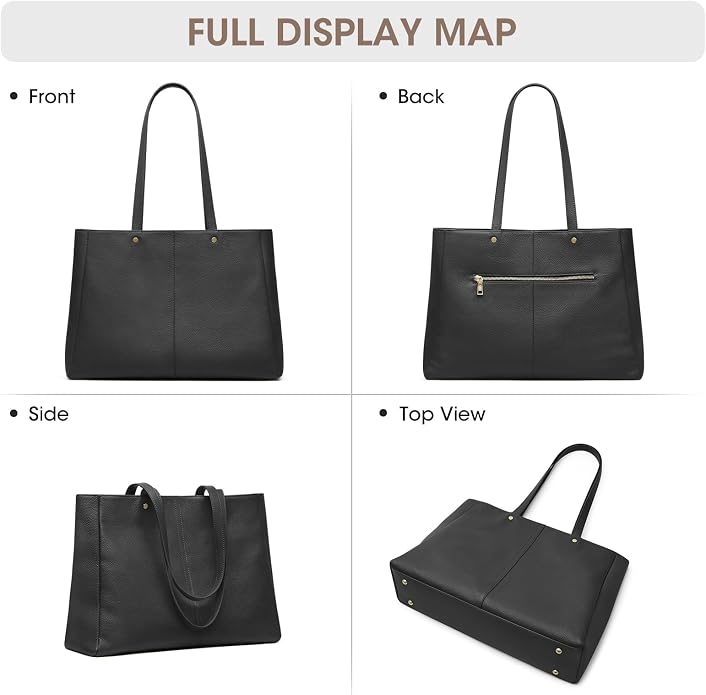 Kattee Women's Soft Leather Work Tote Bag | Large interior with a luggage sleeve for organized work, travel, and everyday carrying. - Image 6