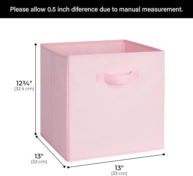 Cupic Cupid 6-Pack 13x13 Cube Storage Bins, Storage Cube Organizer, Pink | Foldable, Reinforced Front Handle, Holds Clothes, Toys, Blankets, Fits Closet, Cube Shelves, Nursery, Bedroom - Image 3