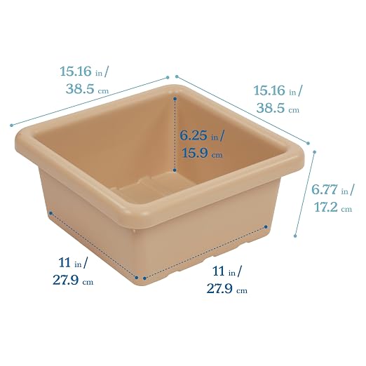 ECR4Kids Stackable Square Bins with Non-Snap Lids, Multipurpose Organization, Sand, 2-Pack - Image 2