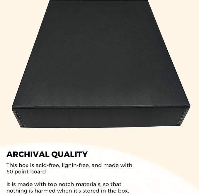 Golden State Art, Drop Front Archival Storage Box, 13.75"x19.75"x3"-Black | Acid-Free 13x19 Museum Photo Storage Box with Metal Edge, Preserve Documents, Prints, Poster, Photographs, Arts And Crafts - Image 5