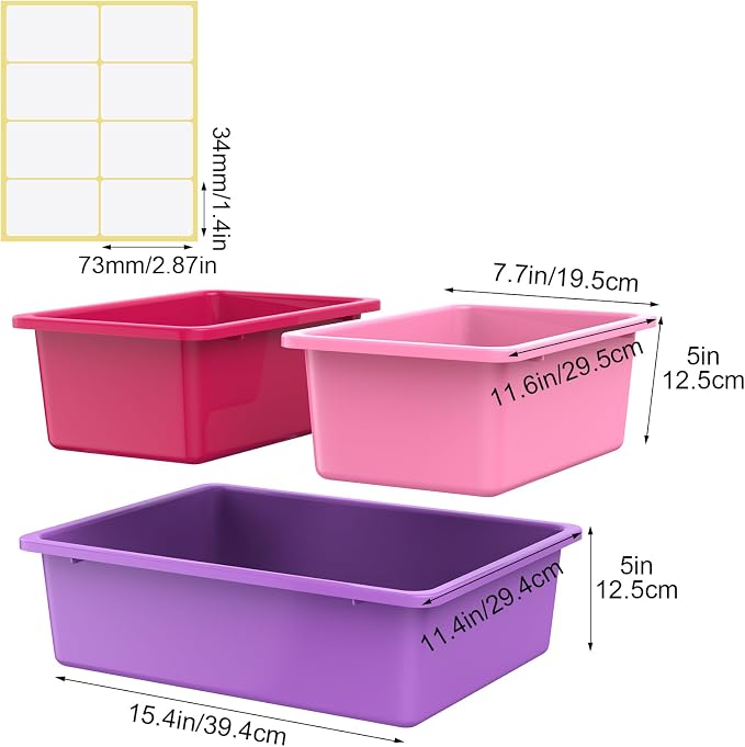 Zonon 12 Pcs Plastic Cubby Bins Office Storage Container Storage Bins Plastic Organization with 1 Pack Self Adhesive Label for Library Office Home Nursery(Mermaid Color) - Image 2