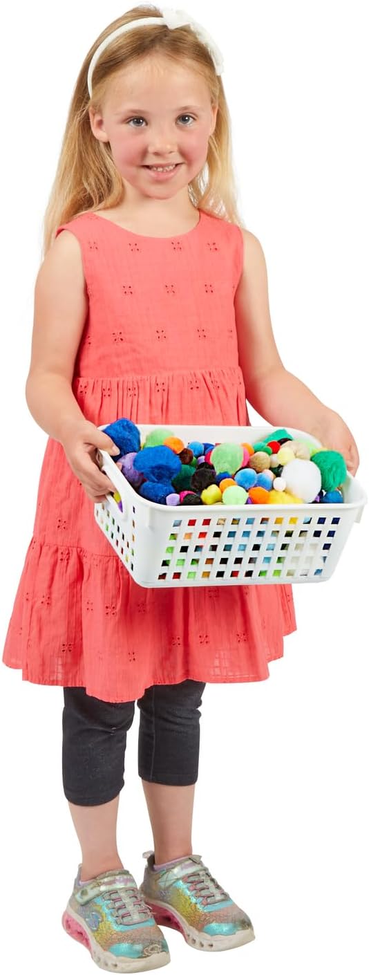 Really Good Stuff Medium Plastic Book Baskets, 11" x 7.5" x 4.5", 6-Pack | White, Versatile Storage Solution for Classroom, Home & Office, Storage, Multi-Purpose - Image 5