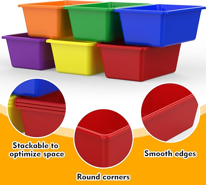 18 Pcs Plastic Classroom Bins, Book Toy Storage Bin Small Cubby Bins Stackable Storage Organizer Containers for Office Home Nursery Playroom (18) ﻿ - Image 3