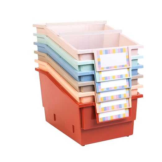Really Good Stuff Chapter Book Library Bins with Dividers - 6 Pack - Boho by ReallyGoodStuff