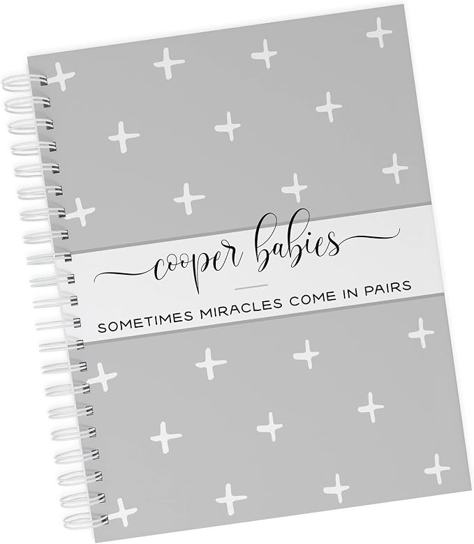 Personalized Twin Pregnancy Journal - Hardcover Pregnancy Memory Book Customized with Babies’ Names, Nicknames or Phrase - Prompted Journal for New Moms (Gray Positive) by Unknown