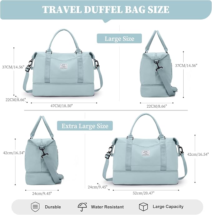 Weekender Bags for Women, Carry-On Overnight Travel Duffel Bag | Travel Bag with Shoes Compartment & Toiletry Bag, Extra Large - Image 3