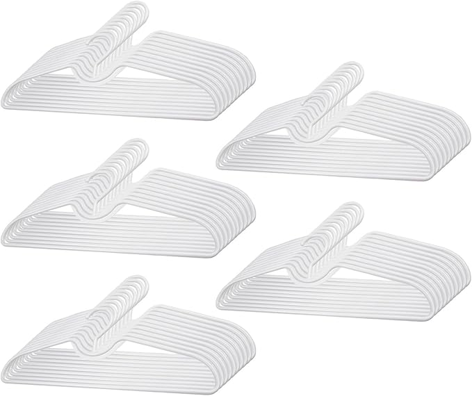 Plastic Clothes Hangers Space Saving Short Neck Hanger, Anti-Slip Heavy-Duty Slim Closet Thin Hangers, Coat Hanger for College Dorms, Homes & More, Enhances Closet Space(50Pack) by Unknown