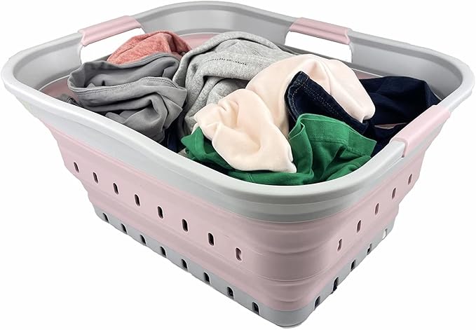 SAMMART 42L(11 gallons) Collapsible Plastic Laundry Basket - Foldable Pop Up Storage Container/Organizer - Portable Laundry Hamper- Space Saving Outdoor - Image 6