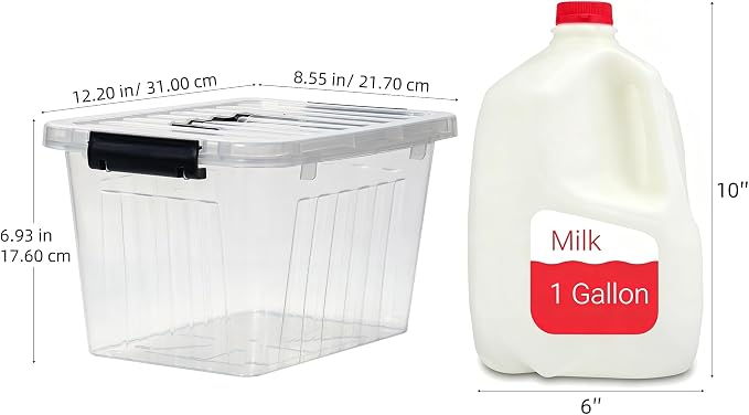 Citylife 7 Qt Clear Plastic Storage Bins with Lids and Handle Small 6 Pack | Stackable See-Through Craft Storage Box Latches Durable Containers Secure Pull Handle Organizing for Home Kitchen pantry - Image 2