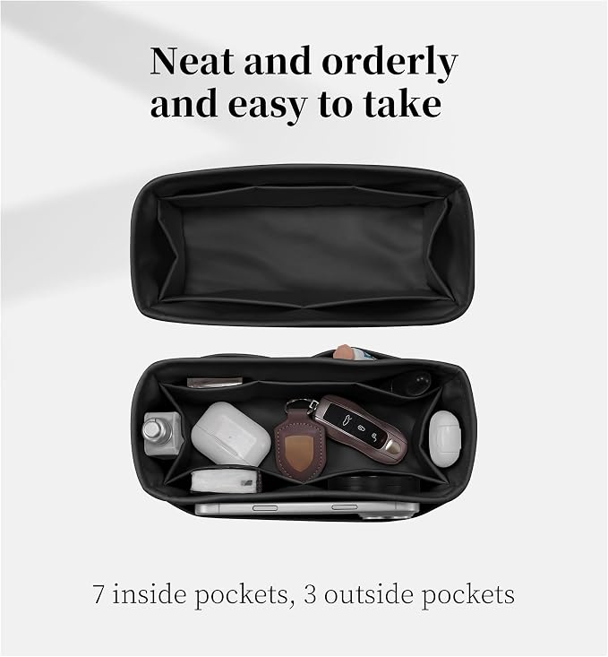 Satin Purse Organizer for Birkin 20, Black | Tailored Fit, Multiple Pockets, Lightweight Satin, Purse Essentials, Ideal for Travel, Shopping, and Daily Use - Image 7