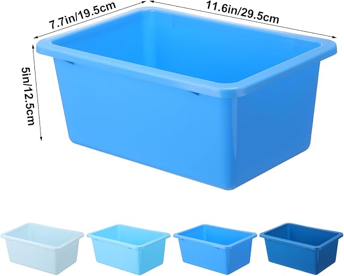 Zonon 12 Pcs Plastic Cubby Storage Bin Back to School Classroom Cubby Organization Storage Container with 1 Pack Self Adhesive Label for Office School Library(Blue Color,11.61 x 7.68 x 4.92) - Image 2