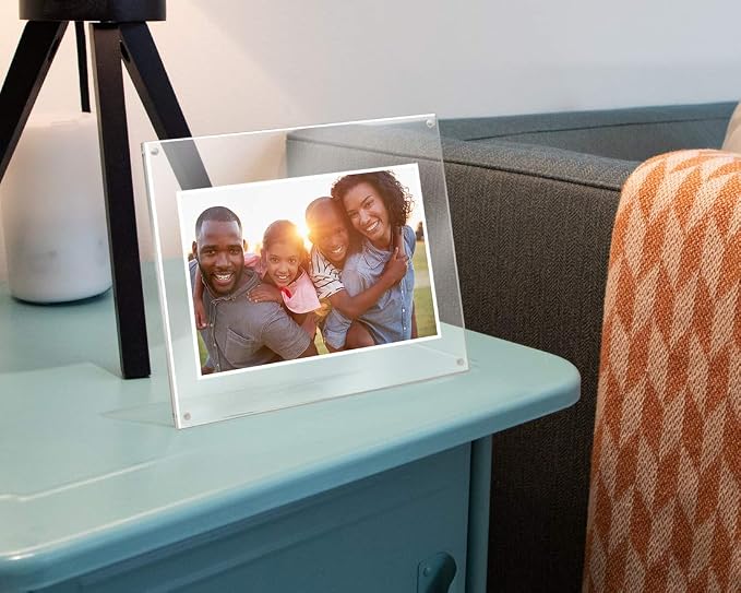 Isaac Jacobs 8x10 Clear Acrylic Magnetic Picture Frame with Two-Way Easel | Plain Acrylic Picture Frame, Magnetic Photo Frame, Made for Tabletop Display - Image 7