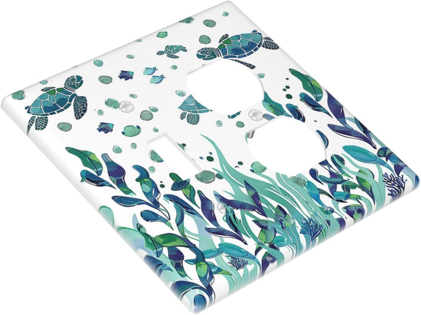 Wallplates Vibrant Turtle Seagrass Watercolor Painting 1 Toggle 1 Duplex Switch Plate Electrical GFCI Faceplate Decorative Light Switch Covers for Bathroom living Room Decor