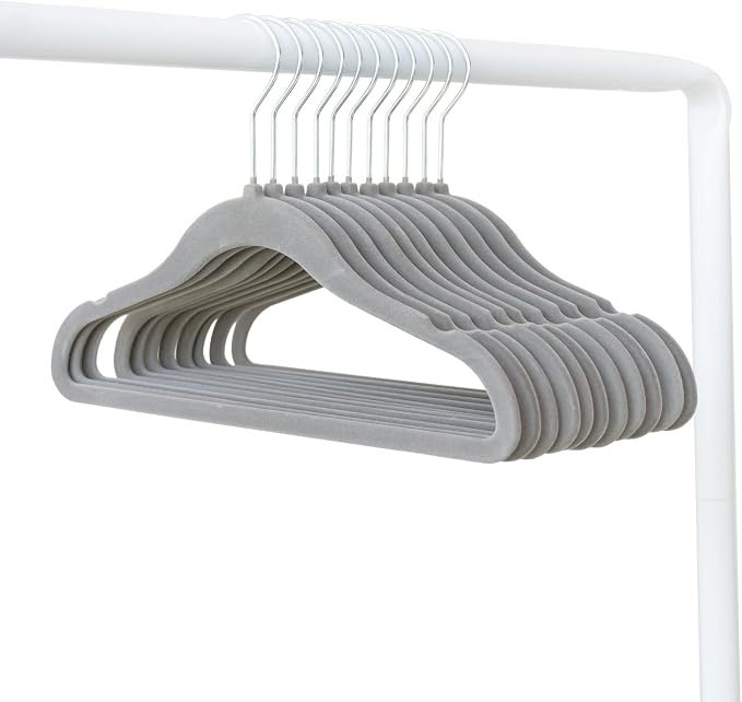 3 Sprouts Velvet Baby Hangers, Non Slip Slim, Dark Gray, 30 Pack | Non-slip velvet, Notched shoulders, 360-degree swivel hook, 11.75 x 8 in, Infant and toddler clothes, Soft colors for nursery - Image 6