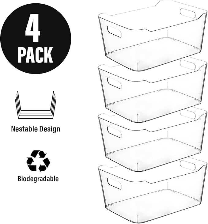 CONTROL KITCHEN Small Clear Plastic Storage Bins, Perfect for Organization or Pantry and, Fridge Organizer, Cabinet Organizers - Image 6