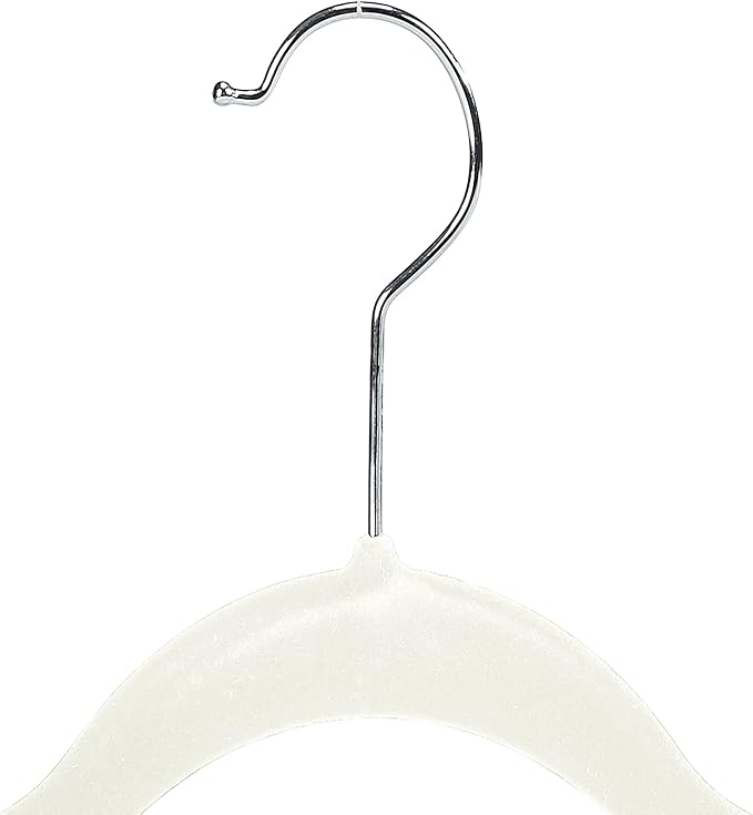 Simplify 24 Pack Velvet Hangers with Clips | Skirt and Pants | Slim Space Saving | Closet Organization | Non-Slip | Prevent Creases | Swivel Neck | Durable | Ivory - Image 6