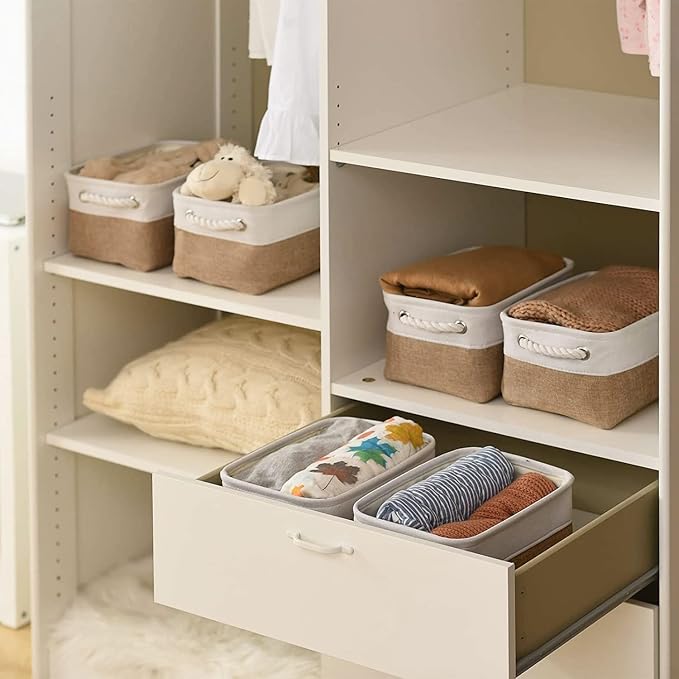Small Baskets for Organizing, [6 PCS] Collapsible Storage Baskets for Shelves, Storage Bins Boxes Cubes for Clothes Books - Image 6