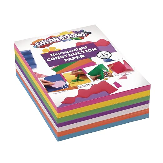 Colorations Construction Paper for Kids - 7 Bright Colors - 600 Bulk Sheets of 9"X12" - Assorted Pack of Heavy-Duty Craft Paper, Bulk School Supplies | 600 Sheets Bright Colored Paper, Bulk Arts & Crafts, School Supplies, Drawing, Coloring, 3D Art by Colorations