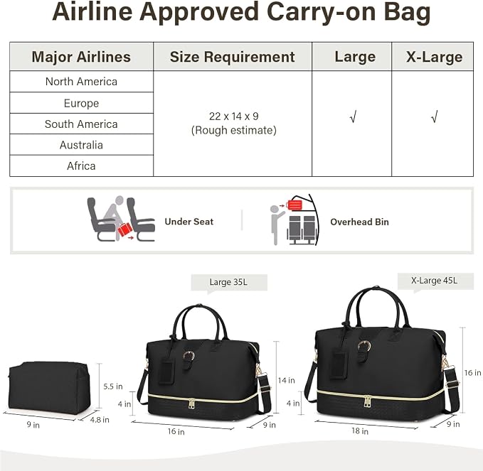 Leather Weekender Bags for Women, Travel Duffel Bag PU Overnight Bag Carry On Tote Bag with Shoe Compartment Wet Pocket - Image 6