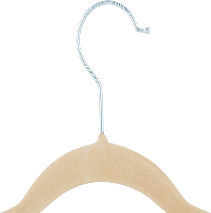Simplify 60 Pack Children's Velvet Hangers | Durable | Lightweight | Non-Slip | Nursery | Shirt | Pants | Tank Top | Ivory | Clips | Closet Organization - Image 7