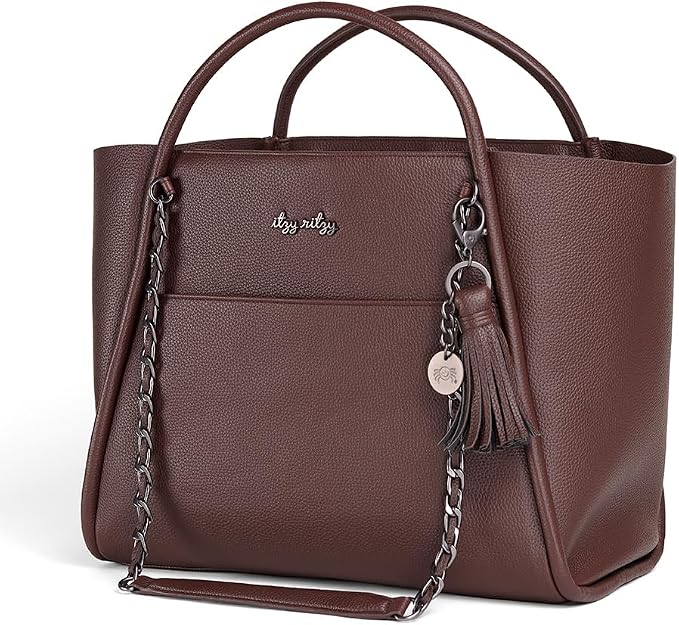 Itzy Ritzy Boss Tote Diaper Bag, Vegan Leather with Changing Pad | Includes Stroller Straps, 4 Pockets, Removable Tassel & Spacious Interior for Stylish Organization of Baby Essentials & More - Image 2
