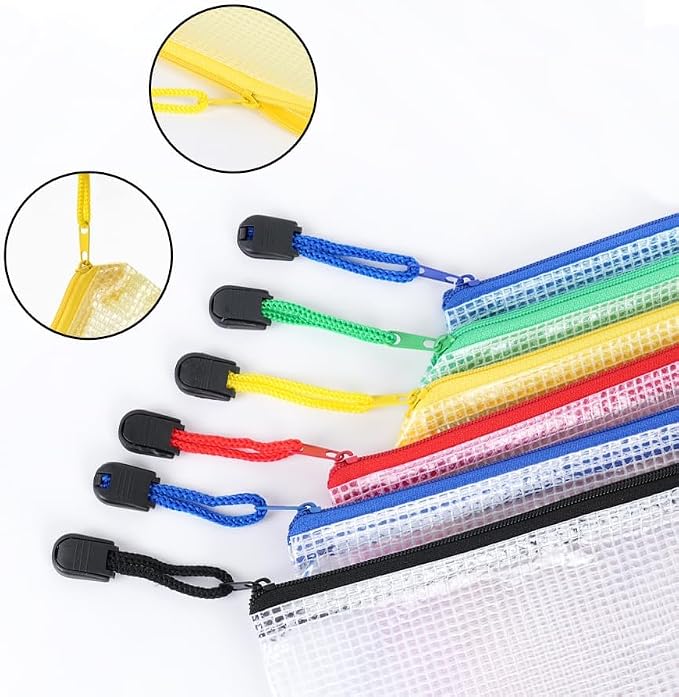 EOOUT 36pcs Mesh Zipper Pouch for Organizing, A4 Letter Size Zipper Storage Bags, Multicolor Plastic File Pouch Multipurpose for Classroom Organization Travel Storage Board Game Storage - Image 3