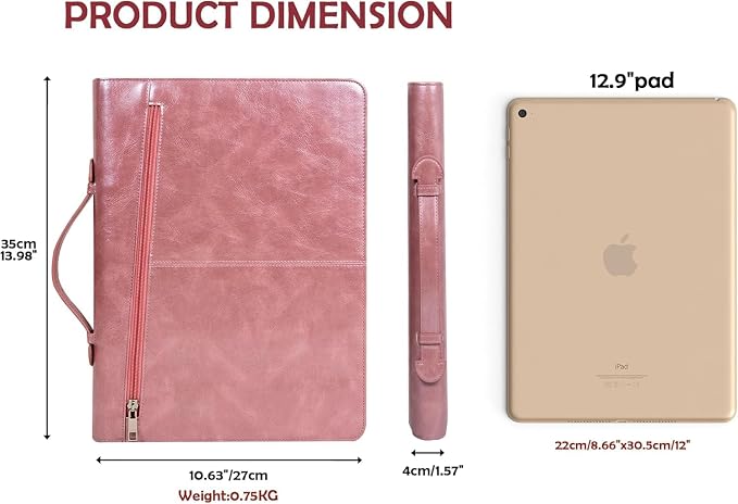AZXCG Personalized Leather Portfolio,Free Engraved Name,Padfolio for Women Organizer with Zippered, A4 Notepad Holder, Portfolio with Handle,Business Portfolio with A4 Writing Pad,Gift for Men&Women - Image 2