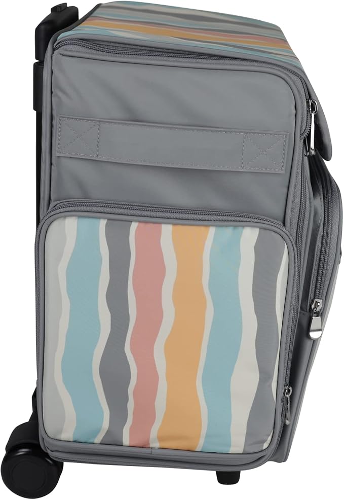 Everything Mary Rolling Scrapbook Tote – Grey Stripes Craft Bag with Wheels – Portable Storage Organizer for Scrapbooking, Papercraft & Art Supplies - Image 8