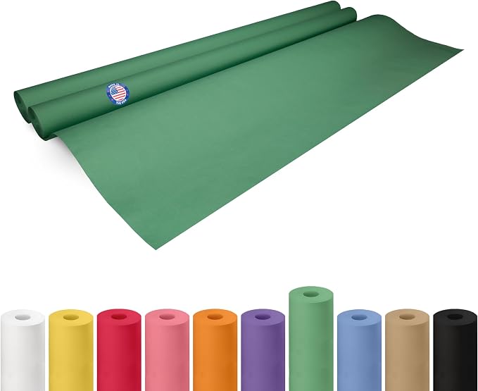 48" x 1200" (100 ft) Green Kraft Paper Roll, Pack of 2 - USA-Made Quality Craft Paper for Gift Wrapping, Kids' Arts & Crafts, School Projects - 100% Recycled, 50 lb Natural Material by IDL Packaging by IDLPackaging