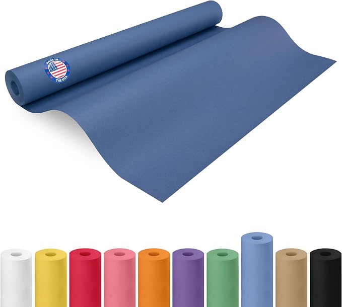 24" x 1200" (100 feet) Blue Kraft Paper Roll - USA-Made Quality Craft Paper for Gift Wrapping, Kids' Arts & Crafts, School Projects - 100% Recycled Natural Material 50lb Thickness by IDL Packaging by IDLPackaging