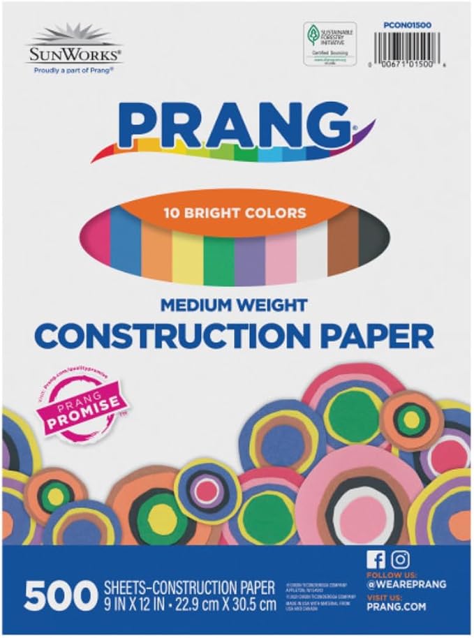 Prang SunWorks Construction Paper, 10 Assorted Colors, 9" x 12", 500 Sheets/Pack, Case of 6 Packs, 3000 Sheets Total - Image 2