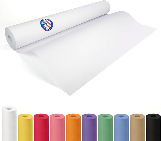 Extra White Offset Kraft Paper Roll 24" x 2160" (180 ft) – USA-Made 50lb Premium Eco Paper, Brighter-Than-Standard White – Ideal for Packing, Wrapping, Arts & Crafts, School Projects by IDL Packaging by IDLPackaging