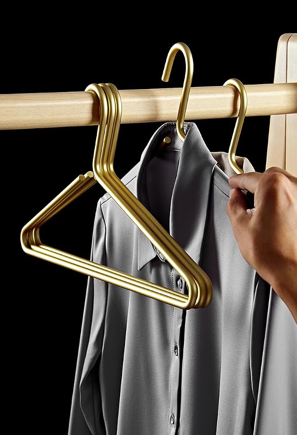 Premium Matte Gold Aluminum Coat Hangers 100 Piece Set, 16.5” Extra Smooth & Durable Metal Shirt Dress Hanger,Aluminum Alloy Hanger,Clothing Support,Clothing Hang - Image 5