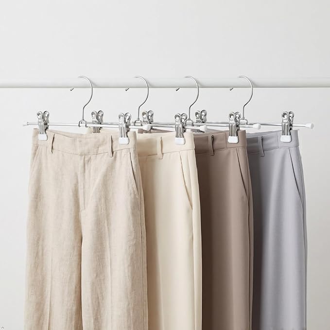 Mawa by Reston Lloyd Non Slip-Space Saving Clothing Hanger for Pant/Skirt with Two Non-Slip Clips, Style K/40D, 15.75", Set of 250, White - Image 2