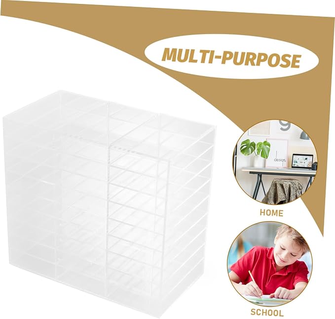 Sewroro Multifunctional Marker Storage Stand Transparent Pen Holder for Desk Organization for School Supplies and Crafting Station - Image 4
