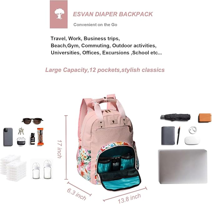 Diaper Bag Backpack Corduroy Multifunction Baby Fashion Travel Pack office Laptop Bag - Image 3