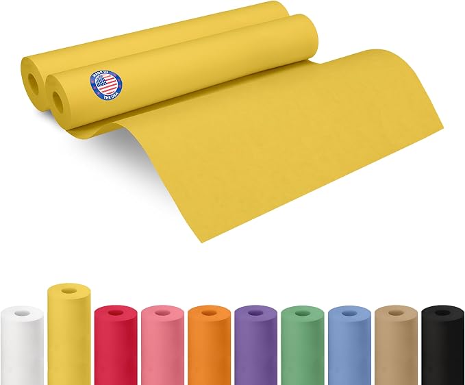 18" x 1200" (100 ft) Yellow Kraft Paper Roll, Pack of 2 - USA-Made Quality Craft Paper for Gift Wrapping, Kids' Arts & Crafts, School Projects - 100% Recycled, 50 lb Natural Material by IDL Packaging by IDLPackaging