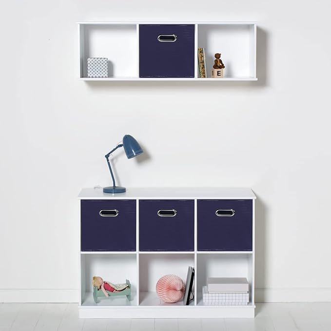 STOREONE Fabric Storage Bins Cubes Baskets Containers-(11X11X11) with Dual Handles for Shelf Closet, Nursery Home ， Bedroom Organizers, Foldable Set of 3 (Navy Blue) - Image 5