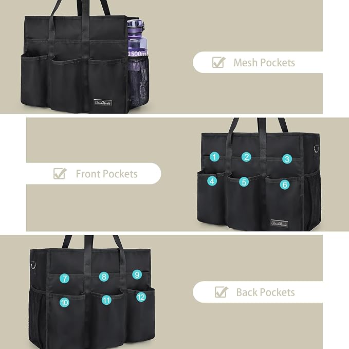 CLOUDMUSIC Large Tote Bag For Women Travel Nurse Teacher Work Waterpoof With Zipper Utility Everything Bags | Travel - Image 6