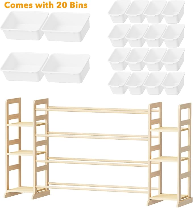 SpaceAid Toy Storage Organizer with 6 Shelves and 20 Bins, Toy Organizers Storage Bookshelf, Kids Bin Shelf Toys Box Bookcase for Bedroom Playroom Organization Room Decor, White - Image 7