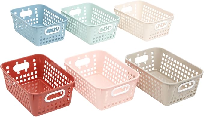 Really Good Stuff Medium Plastic Book Baskets, 11" by 7.5" by 4.5", 6-Pack | Boho Group Colors, Versatile Storage Solution for Classroom, Home, and Office - Image 5