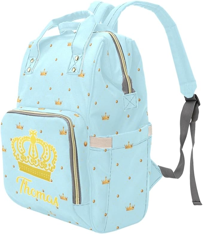 Custom Baby Diaper Bags with Name, Prince Personalized Diaper Bag Backpack Mommy Bag Diaper Nappy Bags Casual Daypack Travel Shoulder Bag for Mom - Image 2