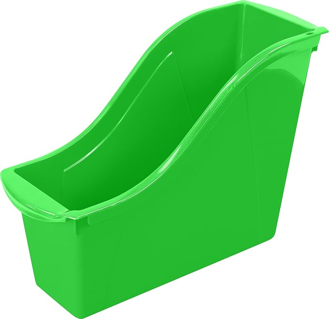 Storex Small Book Bin, Linking Storage Bin, Dry Erase Surface, 11.75" x 8.5" x 4.5" STEM Green (Pack of 6) - Image 4