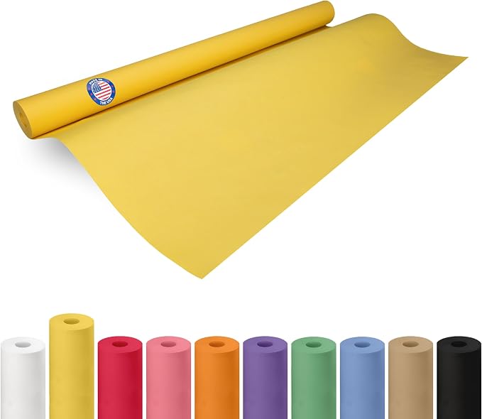 36" x 1200" (100 feet) Yellow Kraft Paper Roll - USA-Made Quality Craft Paper for Gift Wrapping, Kids' Arts & Crafts, School Projects - 100% Recycled Natural Material 50lb Thickness by IDL Packaging by IDLPackaging