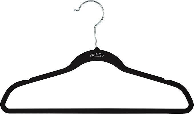 Simplify 100 Pack Kids Velvet Hangers | Slim | Non-Slip Design | Space Saving | Childrens Clothes | Shirts | Pants | Dresses | Baby Nursery | Closet Storage & Organization | Black - Image 2